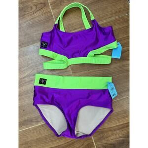 Kids Purple and Green Dance Costume Set